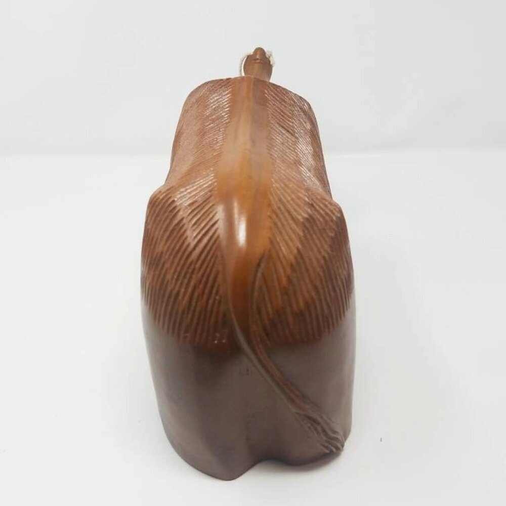 Vtg hand carved Water Buffalo wine bottle holder man cave brown farmhouse - Picture 5 of 7